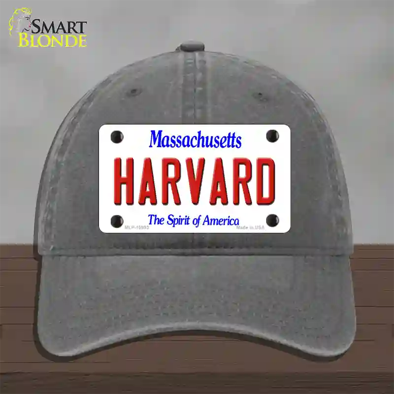 Harvard Massachusetts Novelty License Plate Hat Unconstructed Cotton / Charcoal