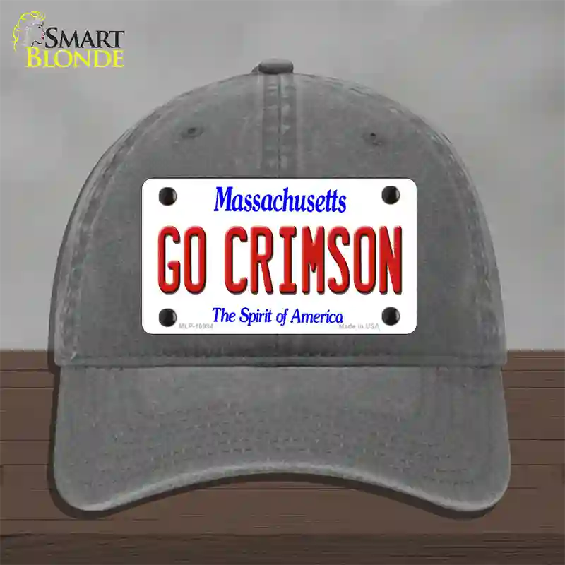 Go Crimson Massachusetts Novelty License Plate Hat Unconstructed Cotton / Charcoal