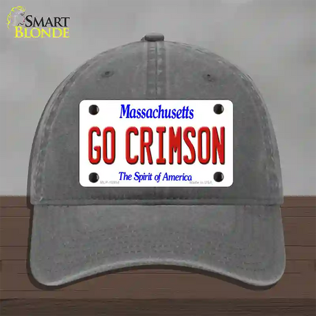 Go Crimson Massachusetts Novelty License Plate Hat Unconstructed Cotton / Charcoal