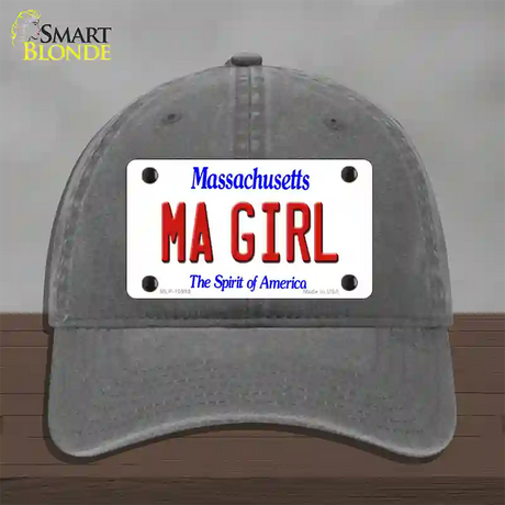 MA Girl Massachusetts Novelty License Plate Hat Unconstructed Cotton / Charcoal