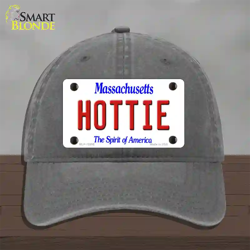 Hottie Massachusetts Novelty License Plate Hat Unconstructed Cotton / Charcoal