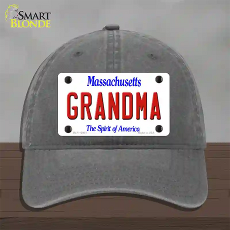 Grandma Massachusetts Novelty License Plate Hat Unconstructed Cotton / Charcoal