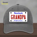 Grandpa Massachusetts Novelty License Plate Hat Unconstructed Cotton / Charcoal