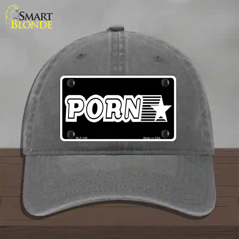 Porn Star Novelty License Plate Hat Unconstructed Cotton / Charcoal