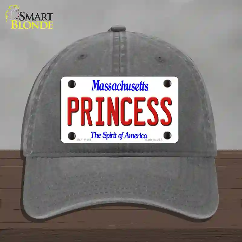 Princess Massachusetts Novelty License Plate Hat Unconstructed Cotton / Charcoal