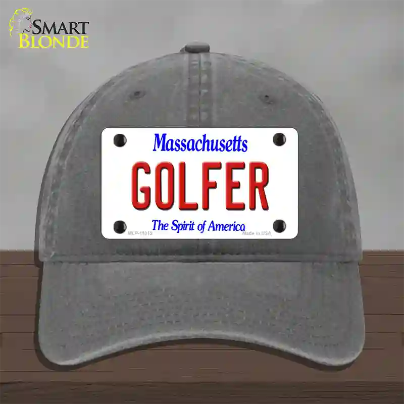 Golfer Massachusetts Novelty License Plate Hat Unconstructed Cotton / Charcoal