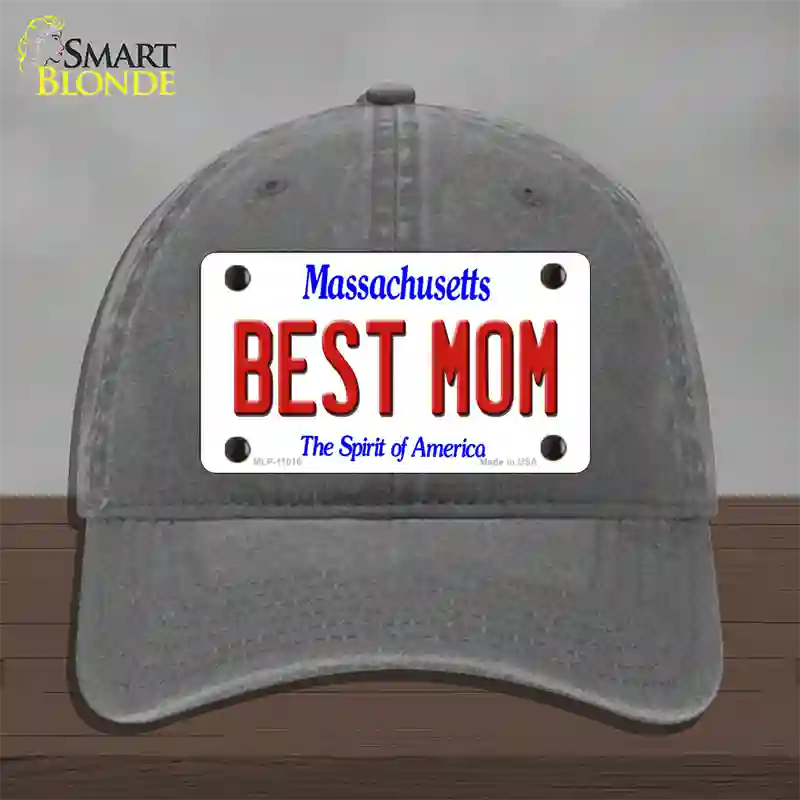 Best Mom Massachusetts Novelty License Plate Hat Unconstructed Cotton / Charcoal