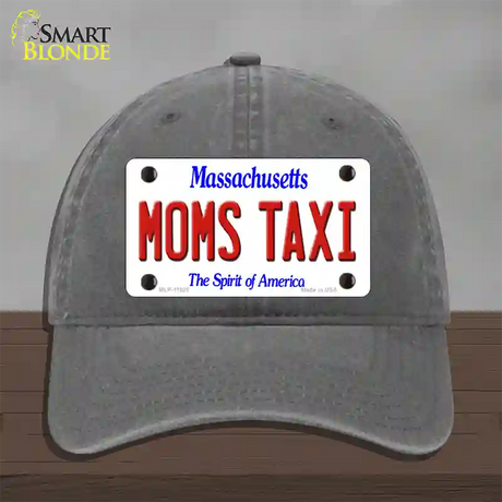 Moms Taxi Massachusetts Novelty License Plate Hat Unconstructed Cotton / Charcoal