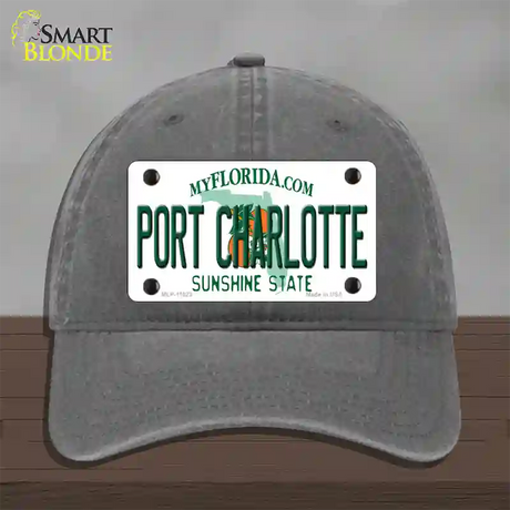 Port Charlotte Florida Novelty License Plate Hat Unconstructed Cotton / Charcoal