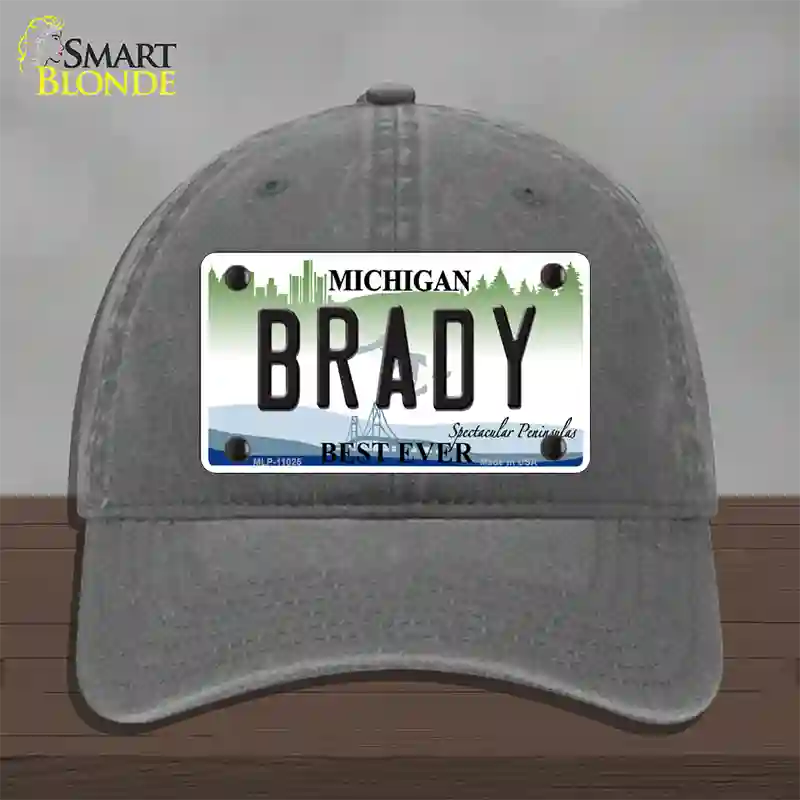 Brady Michigan Novelty License Plate Hat Unconstructed Cotton / Charcoal