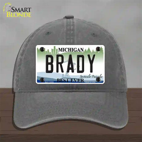 Brady Michigan Novelty License Plate Hat Unconstructed Cotton / Charcoal