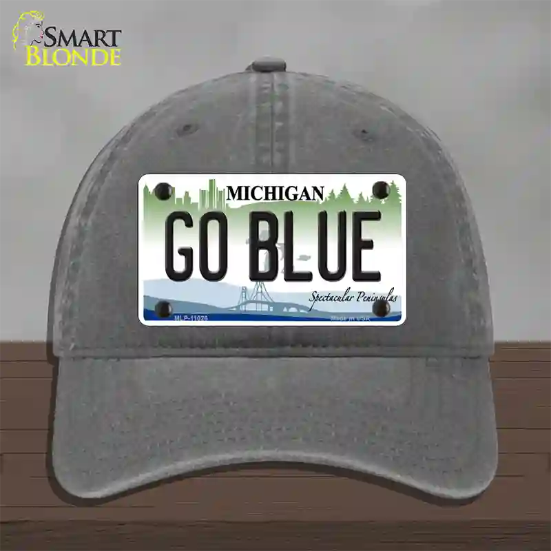 Go Blue Michigan Novelty License Plate Hat Unconstructed Cotton / Charcoal