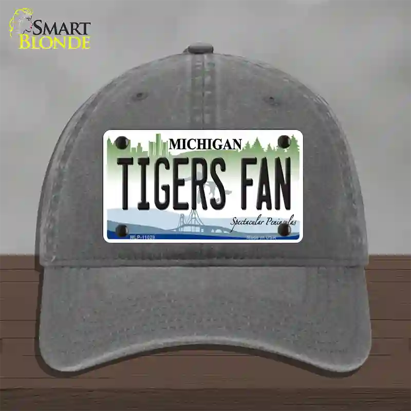 Tigers Fans Michigan Novelty License Plate Hat Unconstructed Cotton / Charcoal