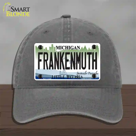 Frankenmuth Michigan Novelty License Plate Hat Unconstructed Cotton / Charcoal