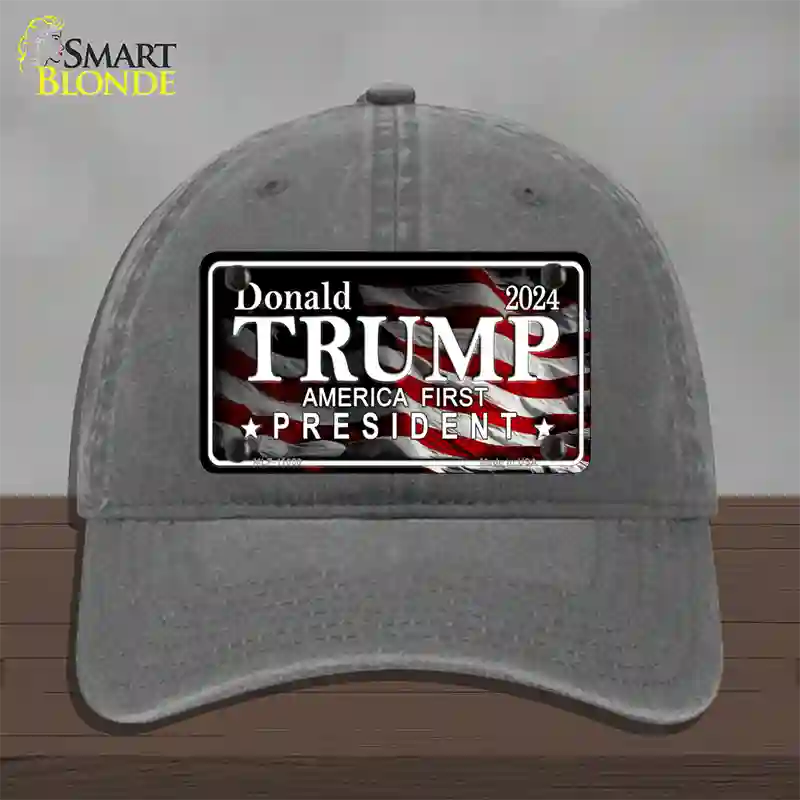 America First Trump Novelty License Plate Hat Unconstructed Cotton / Charcoal