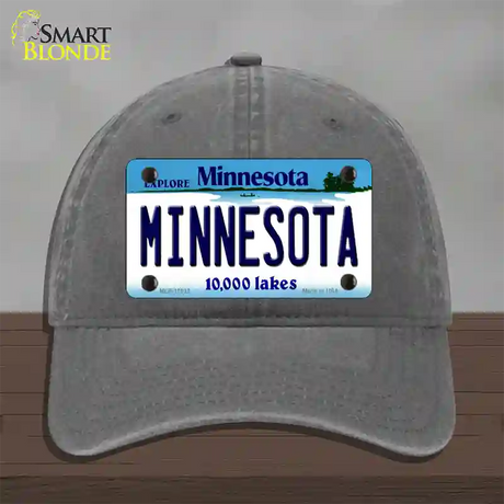 Minnesota State Novelty License Plate Hat Unconstructed Cotton / Charcoal