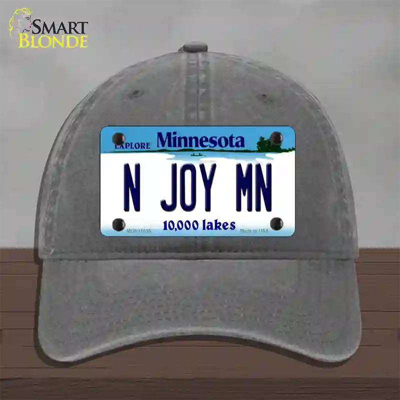 N Joy MN Minnesota Novelty License Plate Hat Unconstructed Cotton / Charcoal