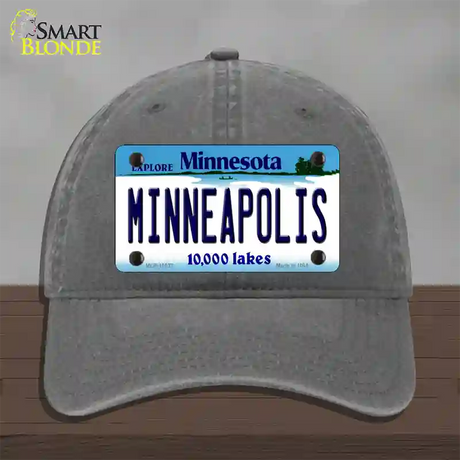 Minneapolis Minnesota State Novelty License Plate Hat Unconstructed Cotton / Charcoal