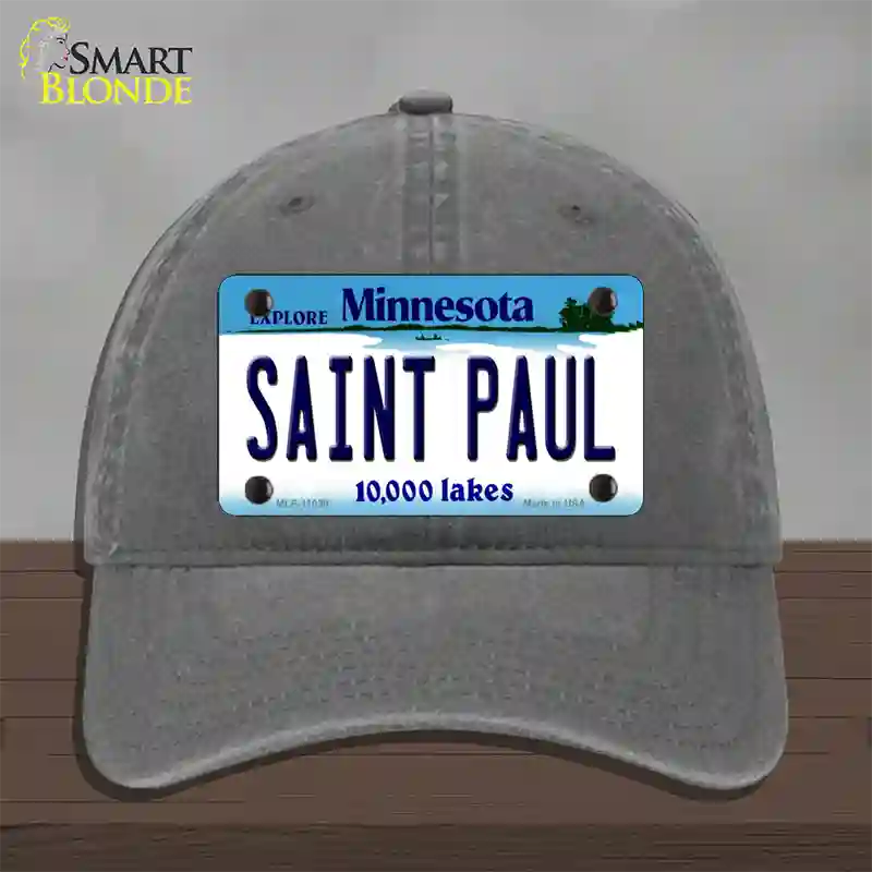 Saint Paul Minnesota State Novelty License Plate Hat Unconstructed Cotton / Charcoal