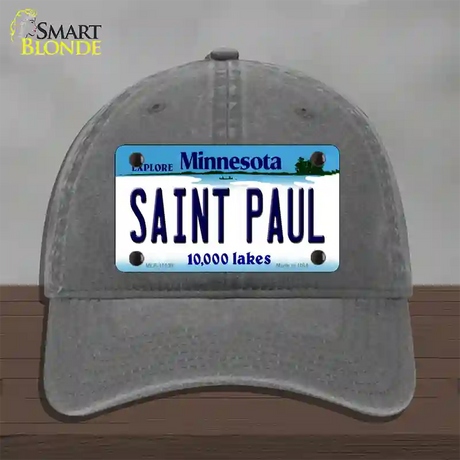 Saint Paul Minnesota State Novelty License Plate Hat Unconstructed Cotton / Charcoal