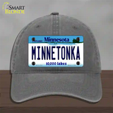 Minnetonka Minnesota State Novelty License Plate Hat Unconstructed Cotton / Charcoal