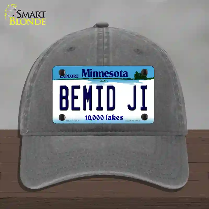 Bemid Ji Minnesota State Novelty License Plate Hat Unconstructed Cotton / Charcoal