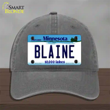 Blaine Minnesota State Novelty License Plate Hat Unconstructed Cotton / Charcoal