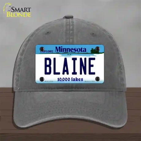 Blaine Minnesota State Novelty License Plate Hat Unconstructed Cotton / Charcoal