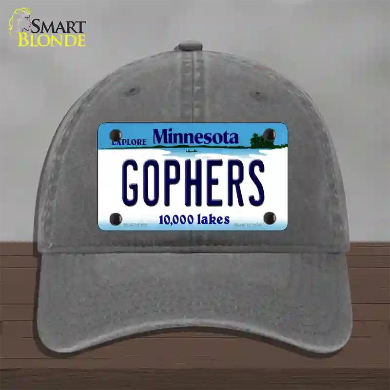 Gophers Minnesota State Novelty License Plate Hat Unconstructed Cotton / Charcoal