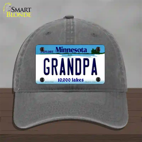 Grandpa Minnesota State Novelty License Plate Hat Unconstructed Cotton / Charcoal