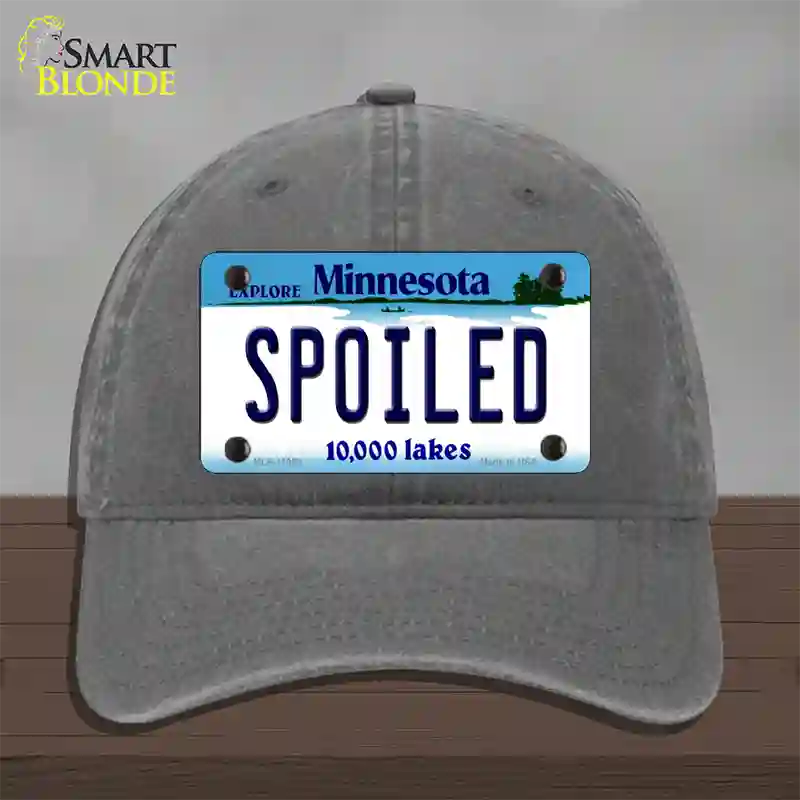 Spoiled Minnesota State Novelty License Plate Hat Unconstructed Cotton / Charcoal