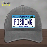 Fishing Minnesota State Novelty License Plate Hat Unconstructed Cotton / Charcoal