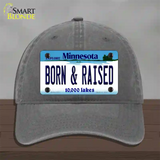 Born and Raised Minnesota State Novelty License Plate Hat Unconstructed Cotton / Charcoal