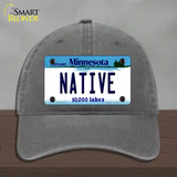 Native Minnesota State Novelty License Plate Hat Unconstructed Cotton / Charcoal