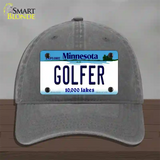 Golfer Minnesota State Novelty License Plate Hat Unconstructed Cotton / Charcoal