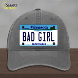 Bad Girl Minnesota State Novelty License Plate Hat Unconstructed Cotton / Charcoal