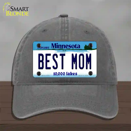 Best Mom Minnesota State Novelty License Plate Hat Unconstructed Cotton / Charcoal