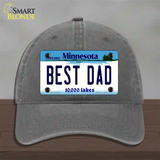 Best Dad Minnesota State Novelty License Plate Hat Unconstructed Cotton / Charcoal