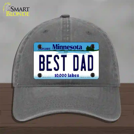 Best Dad Minnesota State Novelty License Plate Hat Unconstructed Cotton / Charcoal