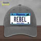 Rebel Minnesota State Novelty License Plate Hat Unconstructed Cotton / Charcoal