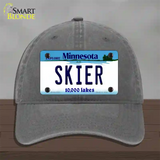 Skier Minnesota State Novelty License Plate Hat Unconstructed Cotton / Charcoal