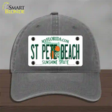 St Pete Beach Florida Novelty License Plate Hat Unconstructed Cotton / Charcoal