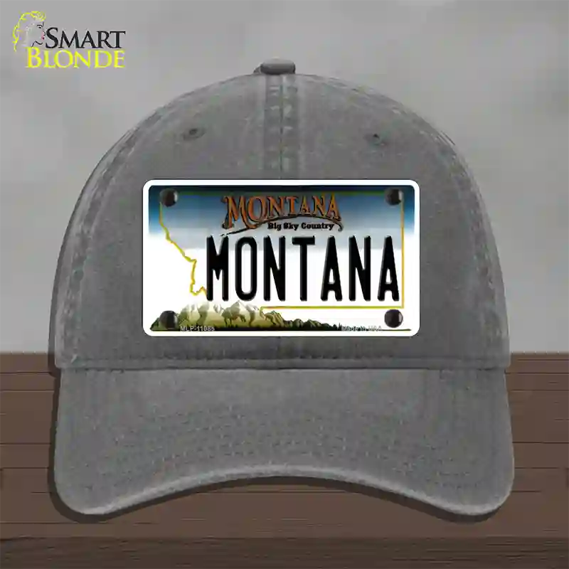 Montana State Novelty License Plate Hat Unconstructed Cotton / Charcoal