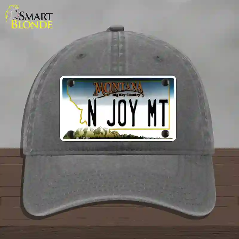 N Joy MT Montana State Novelty License Plate Hat Unconstructed Cotton / Charcoal