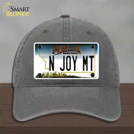 N Joy MT Montana State Novelty License Plate Hat Unconstructed Cotton / Charcoal