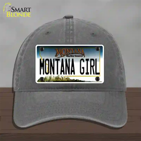 Montana Girl State Novelty License Plate Hat Unconstructed Cotton / Charcoal