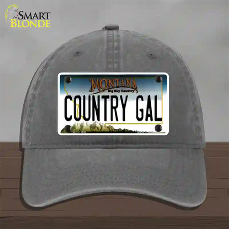 Country Gal Montana State Novelty License Plate Hat Unconstructed Cotton / Charcoal