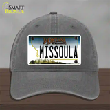 Missoula Montana State Novelty License Plate Hat Unconstructed Cotton / Charcoal