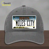 Miles City Montana State Novelty License Plate Hat Unconstructed Cotton / Charcoal