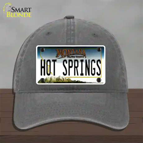 Hot Springs Montana State Novelty License Plate Hat Unconstructed Cotton / Charcoal